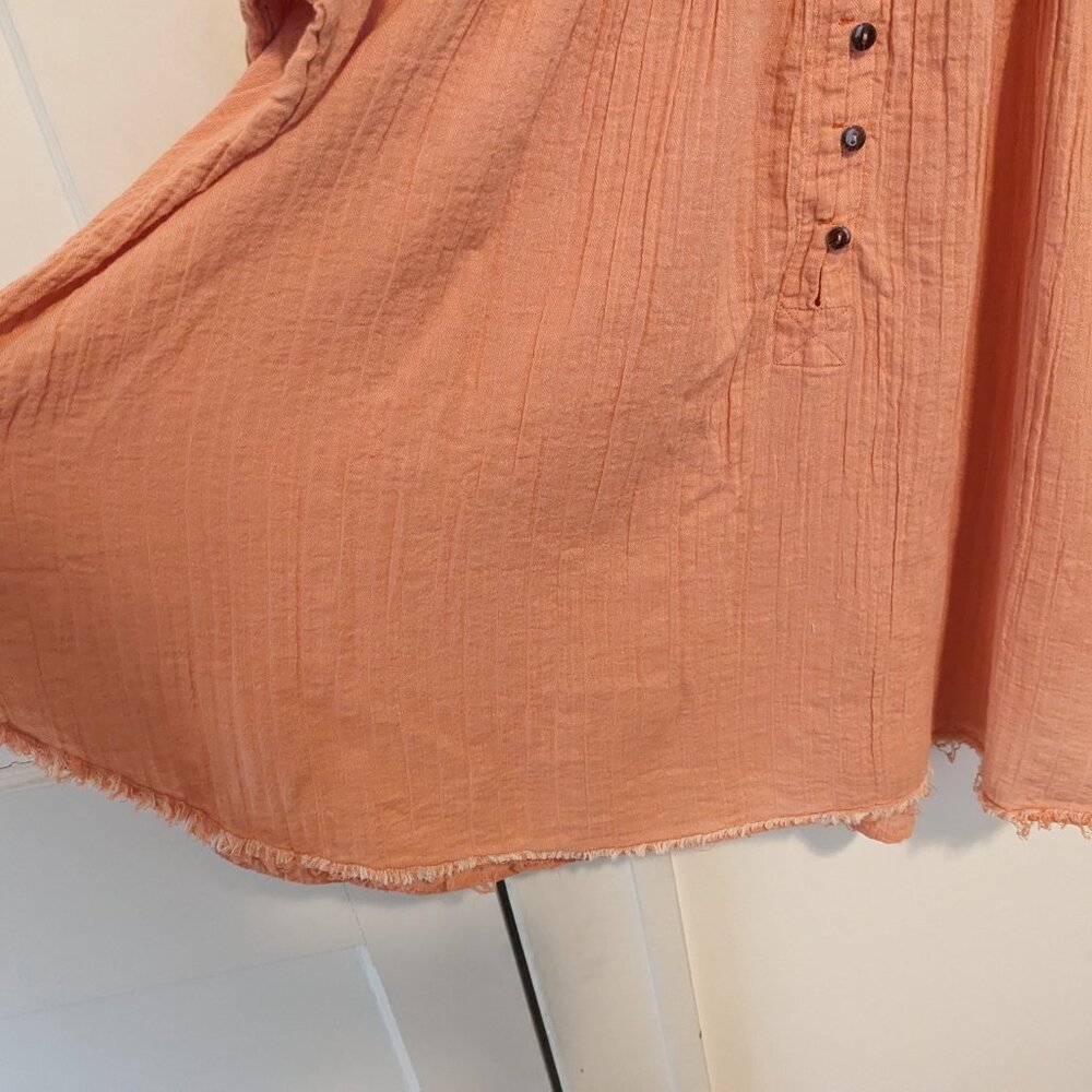 We The Free Soft Orange "Sand Dune" Cotton Long-Sleeve Henley Tunic - Picture 8 of 13